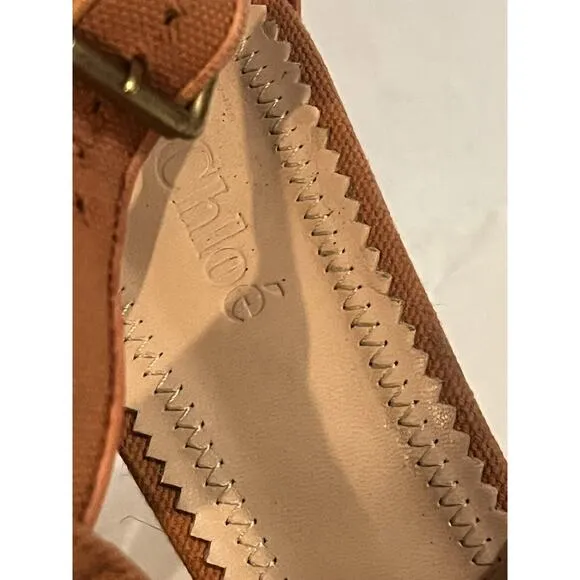 Chloe Canvas Espadrille Wedge Sandals •39/ 8-8.5• Orange Rust Heels Spain