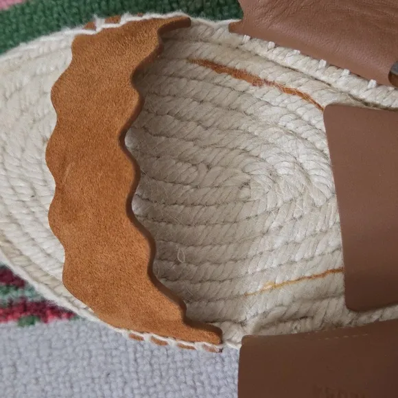 Chloe Lauren Brown Suede Espadrille Wrap Sandals Size 37