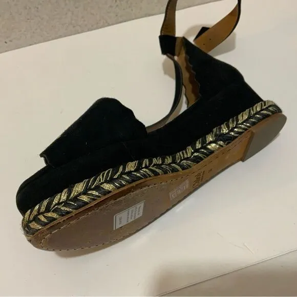 Chloe Black Suede Lauren Espadrille Wedge Sandals Size 36