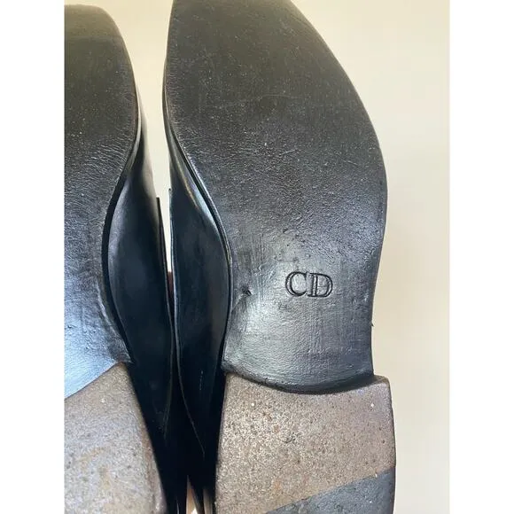 Christian Dior black leather dress shoes derby 44.5 / 11.5 US *