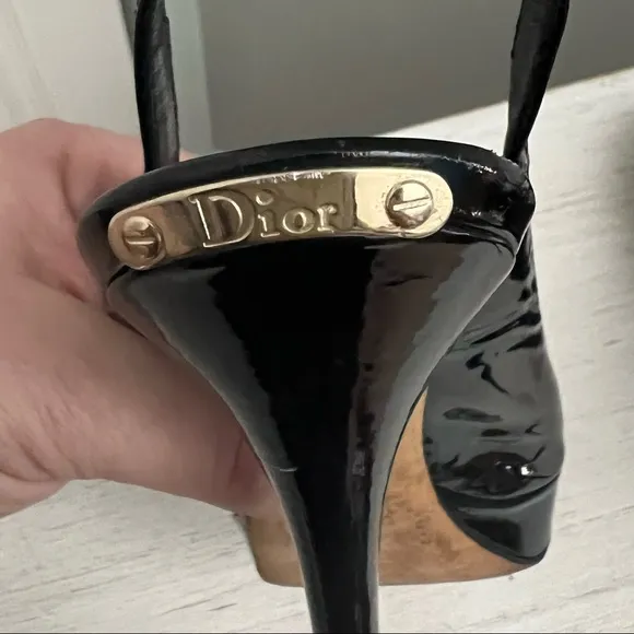 Christian Dior Patent Leather Slingback Pumps SIze 36.5/6.5