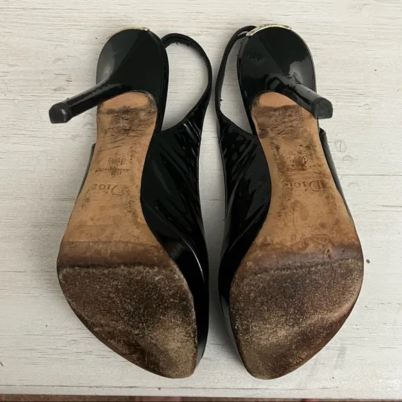 Christian Dior Patent Leather Slingback Pumps SIze 36.5/6.5