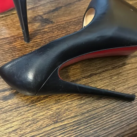 Christian Louboutin Black and Red Peep Toe Heels - MOVING SALE