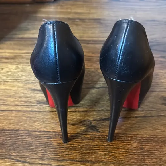 Christian Louboutin Black and Red Peep Toe Heels - MOVING SALE