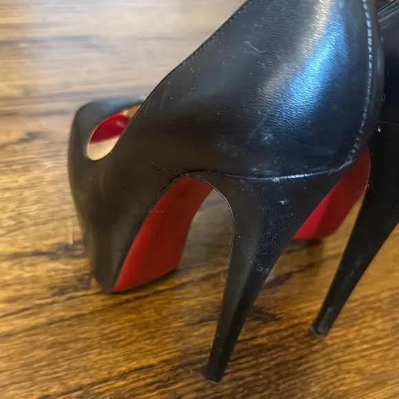 Christian Louboutin Black and Red Peep Toe Heels - MOVING SALE
