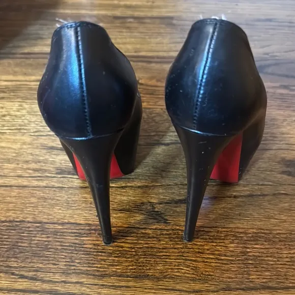 Christian Louboutin Black and Red Peep Toe Heels - MOVING SALE