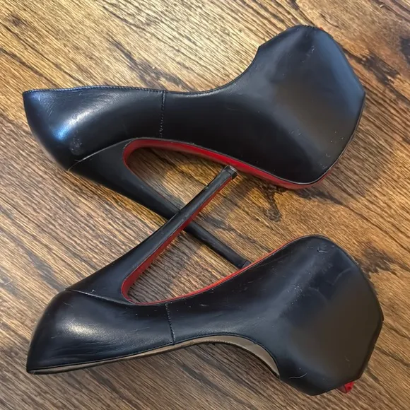Christian Louboutin Black and Red Peep Toe Heels - MOVING SALE