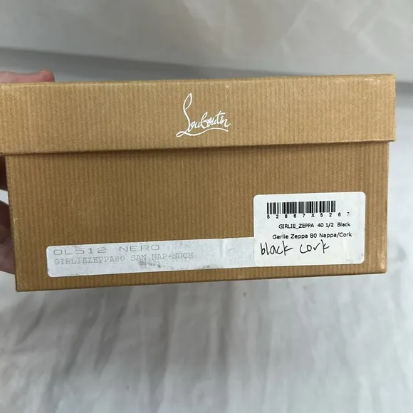 Christian Louboutin Girlie Zeppa Leather Cork Peep Toe Heel Shoes 40 1/2