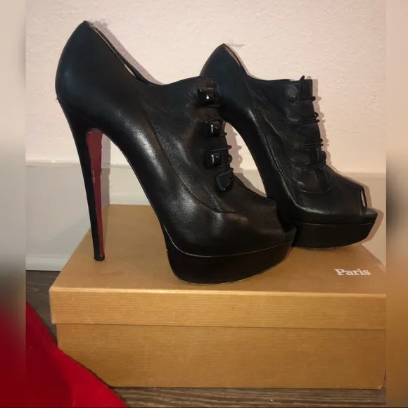 Christian Louboutin peep toe bootie platforms