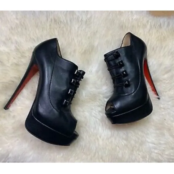 Christian Louboutin peep toe bootie platforms