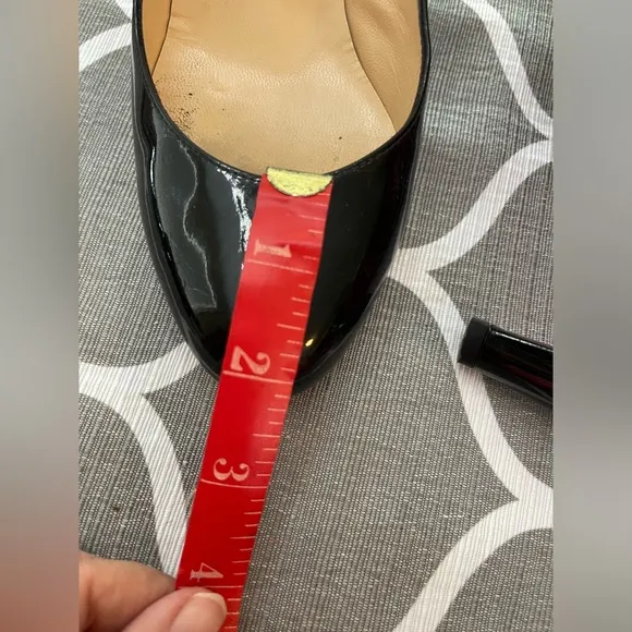 Christian Louboutin Rounded Toe Black Patent Leather Heel Size 37 or 6.5.