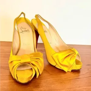 Christian Louboutin Satin Slingback Sandals in yellow size 10