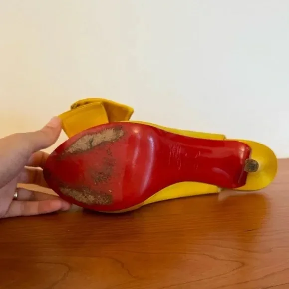 Christian Louboutin Satin Slingback Sandals in yellow size 10