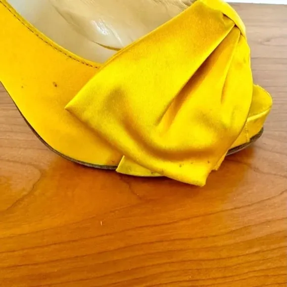 Christian Louboutin Satin Slingback Sandals in yellow size 10