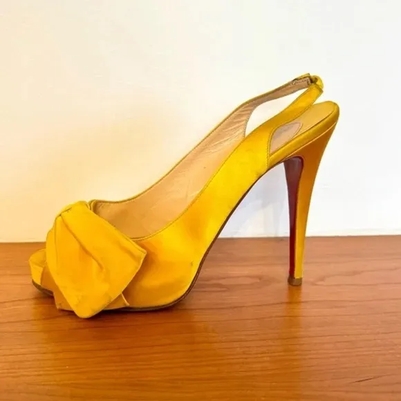 Christian Louboutin Satin Slingback Sandals in yellow size 10