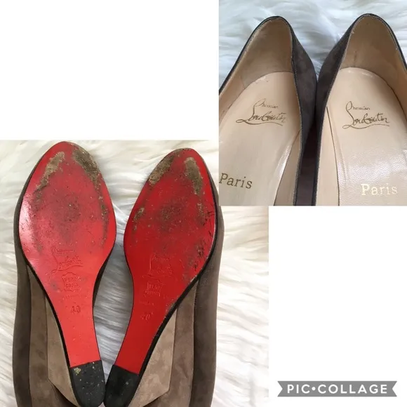 Christian Louboutin Suede Peep Toe Shoes