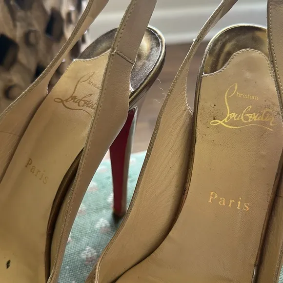 Christian Louboutin VERY CROISE 140 Beige Lt Brown Nude Leather Shoes