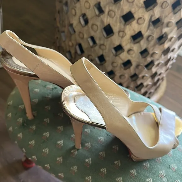 Christian Louboutin VERY CROISE 140 Beige Lt Brown Nude Leather Shoes