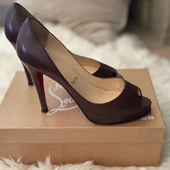 Christian Louboutin Women's Peep Toe Heels - Dark Brown