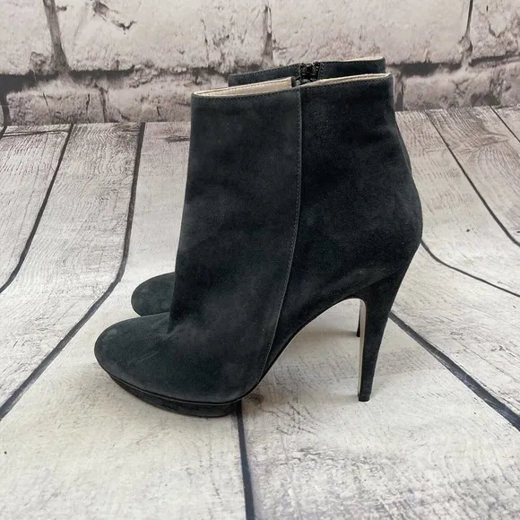 Chuckies New York Suede‎ Gray Platform Boots Womens Size 38, 7 Made In Italy