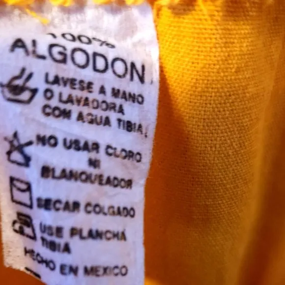 Cinco De Mayo Embroidered dress, yellow, flowers, 100% cotton, Size small