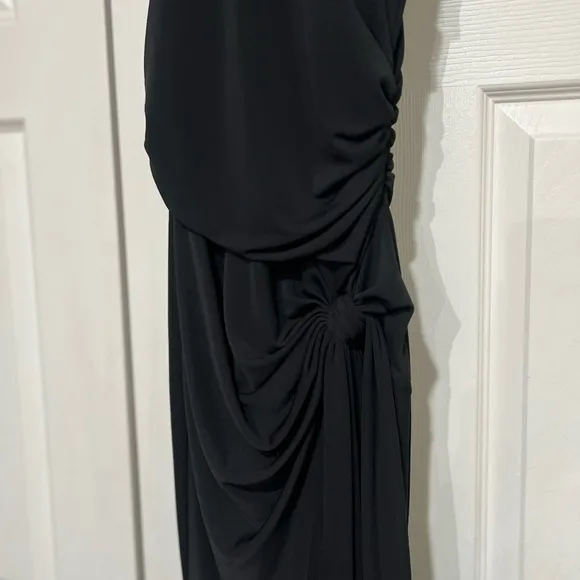 CINQ A SEPT BLACK RORI HALTER FLOUNCE DRESS
