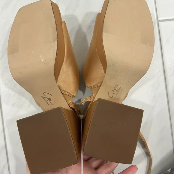 Circus by Sam Edelman Rosa Beige Miranda Platform Ankle Strap Sandal - Size 7.5