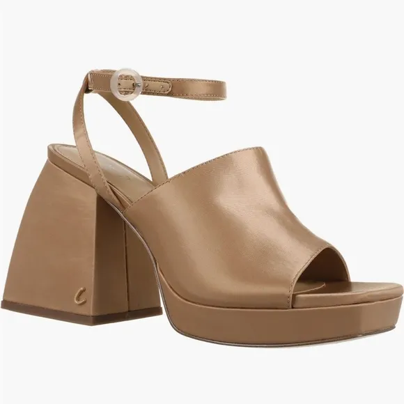Circus by Sam Edelman Rosa Beige Miranda Platform Ankle Strap Sandal - Size 7.5