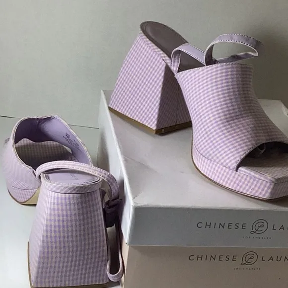 Circus NY Miranda Lilac Checkered Platform Sandals