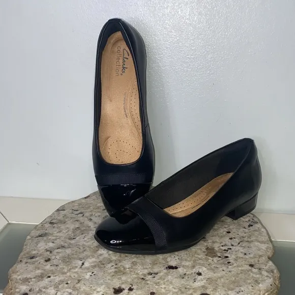 Clark Collection Juliette Monte Black Leather Slip On Comfort Flats Women Size 8