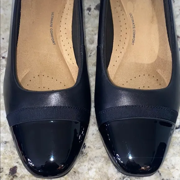 Clark Collection Juliette Monte Black Leather Slip On Comfort Flats Women Size 8
