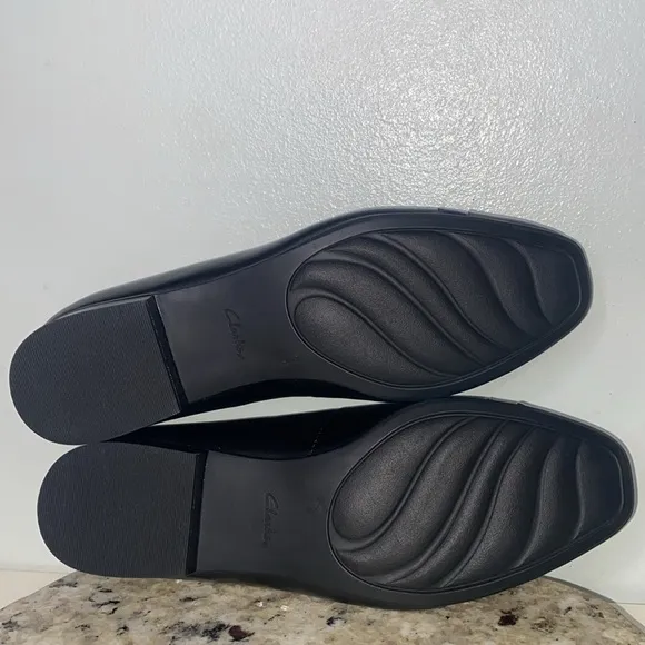 Clark Collection Juliette Monte Black Leather Slip On Comfort Flats Women Size 8