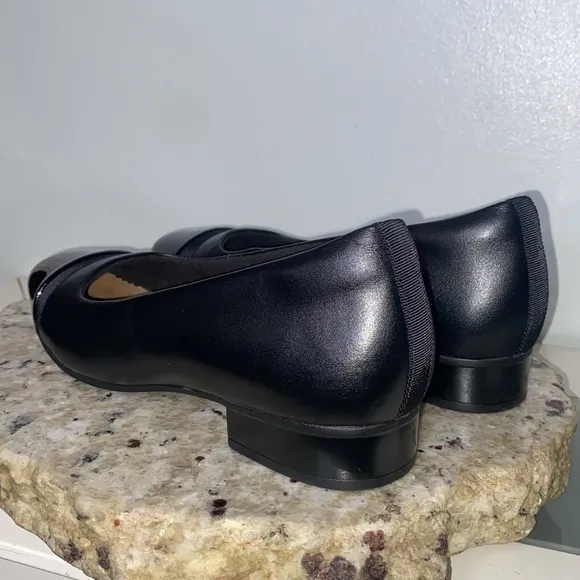Clark Collection Juliette Monte Black Leather Slip On Comfort Flats Women Size 8
