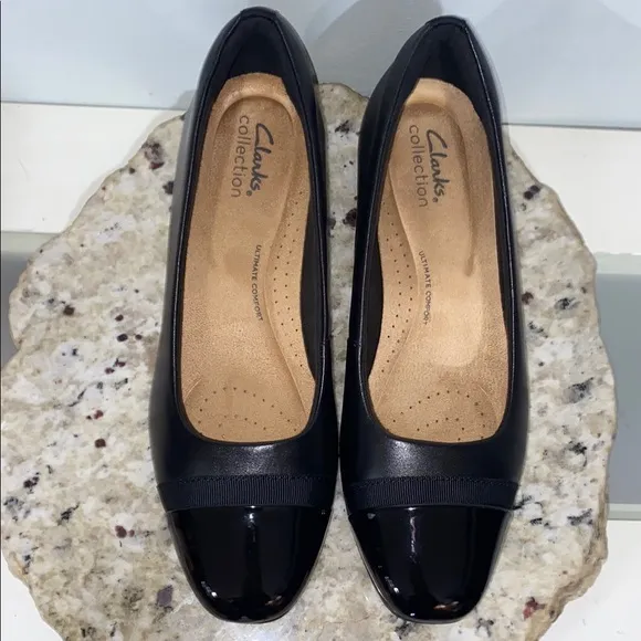 Clark Collection Juliette Monte Black Leather Slip On Comfort Flats Women Size 8