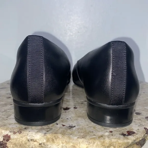 Clark Collection Juliette Monte Black Leather Slip On Comfort Flats Women Size 8