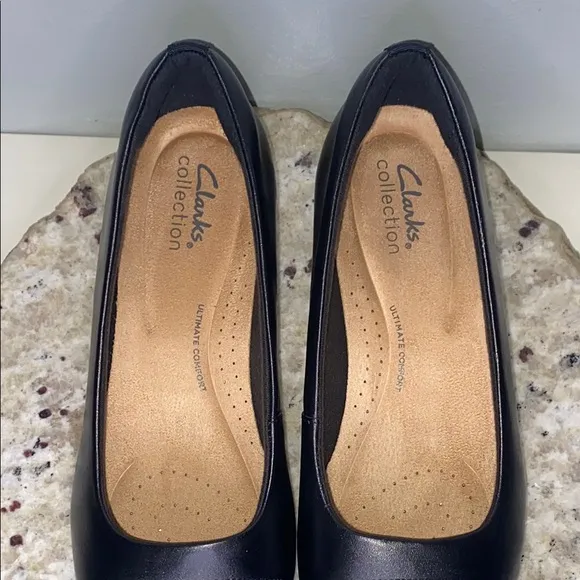 Clark Collection Juliette Monte Black Leather Slip On Comfort Flats Women Size 8