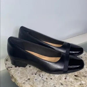 Clark Collection Juliette Monte Black Leather Slip On Comfort Flats Women Size 8