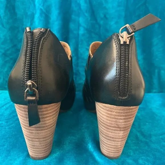 Clarks black leather Okena Sass shoes SZ womens 11 - Stacked 3.5 inch heel