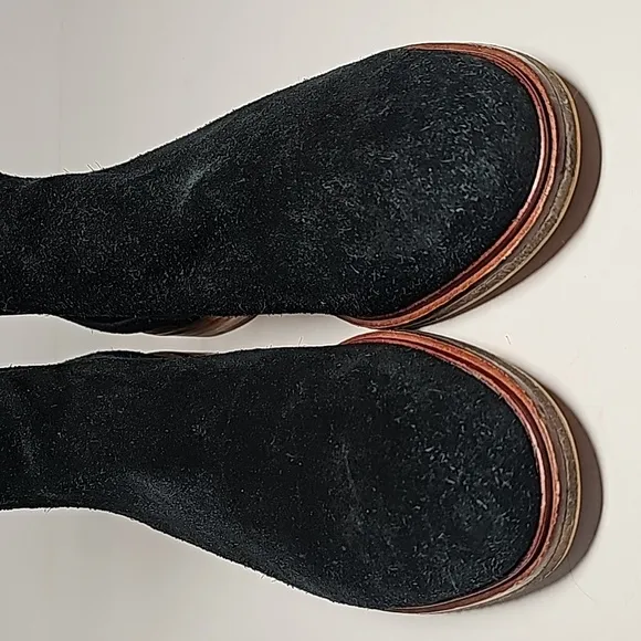 Clarks Clarkdale Arlo Booties Ankle Chelsea Boots Black Suede Pull-On Heel 7.5M