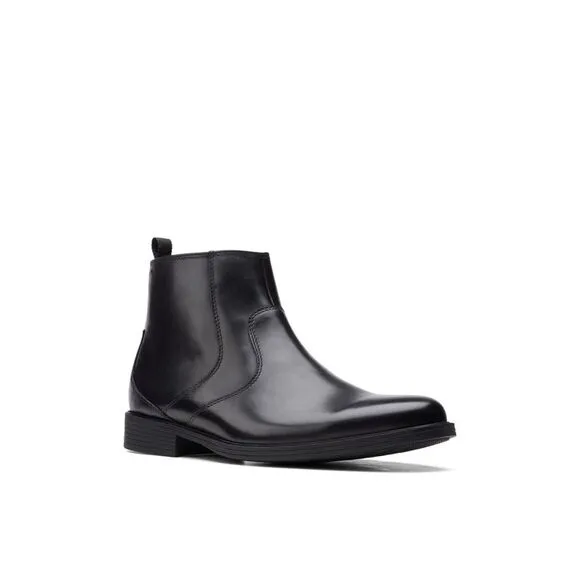 CLARKS COLLECTION Mens Black Heel Pull-Tab Whiddon Leather Boots Shoes 9.5 M