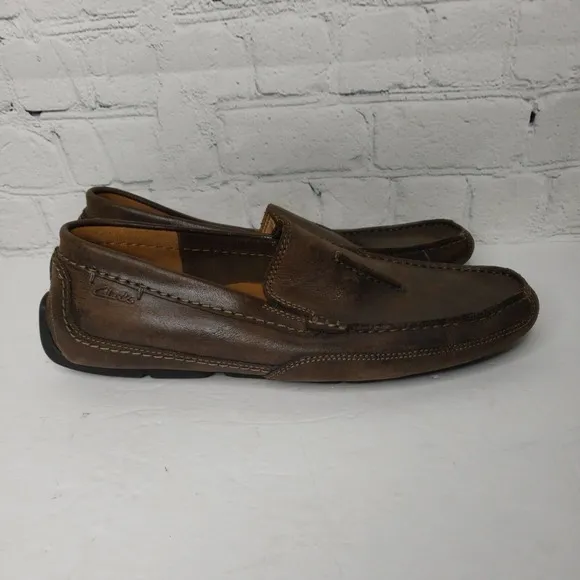 Clarks Collection‎ Men's Driving Loafers Shoes Size 7.5 Leather Brown