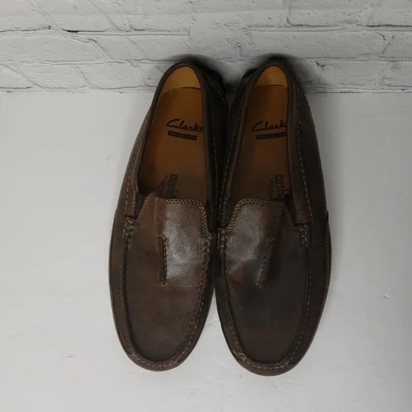 Clarks Collection‎ Men's Driving Loafers Shoes Size 7.5 Leather Brown