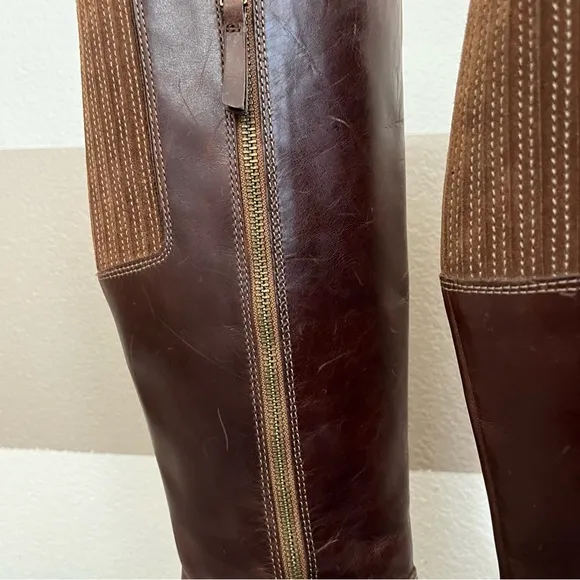 Clarks Distressed Maypearl Viola Brown Heeled Knee-High Boots size 8