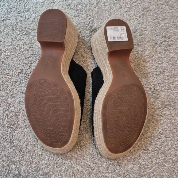 CLARKS MARITSA MULE SUEDE PLATFORM SANDALS SIZE 7.5
