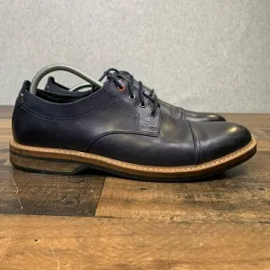 Clarks Mens 12 Pitney Cap Derby Leather  Oxfords Dress Shoes Navy Blue Lace Up