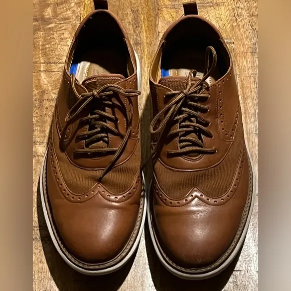 Clarks Mens Brantin Wing Brown Leather Casual Oxford Sneaker Shoes Sz 10 M