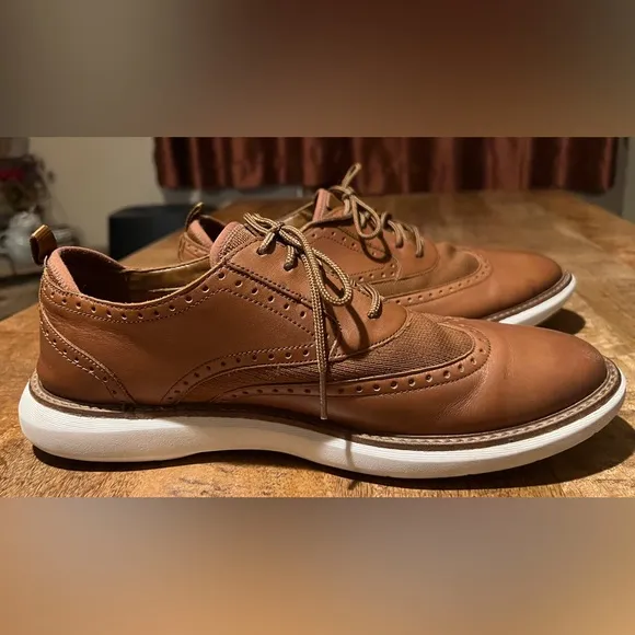 Clarks Mens Brantin Wing Brown Leather Casual Oxford Sneaker Shoes Sz 10 M
