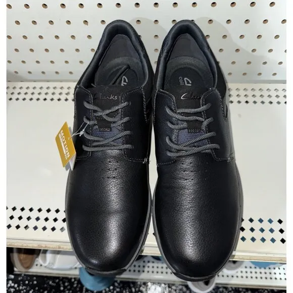 Clarks Motion Trek PT Mens Leather Casual Lace Up Sneakers Shoes Size 11 Black