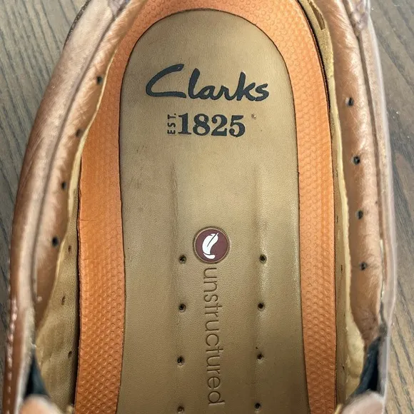 Clarks Unstructured Loafer Shoes Men Size 10.5 Brown Leather Unsheridan Comfort