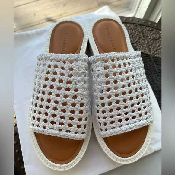 🤍CLERGERIE FAUSTA LEATHER PLATFORM SANDALS IN WHITE 39 9